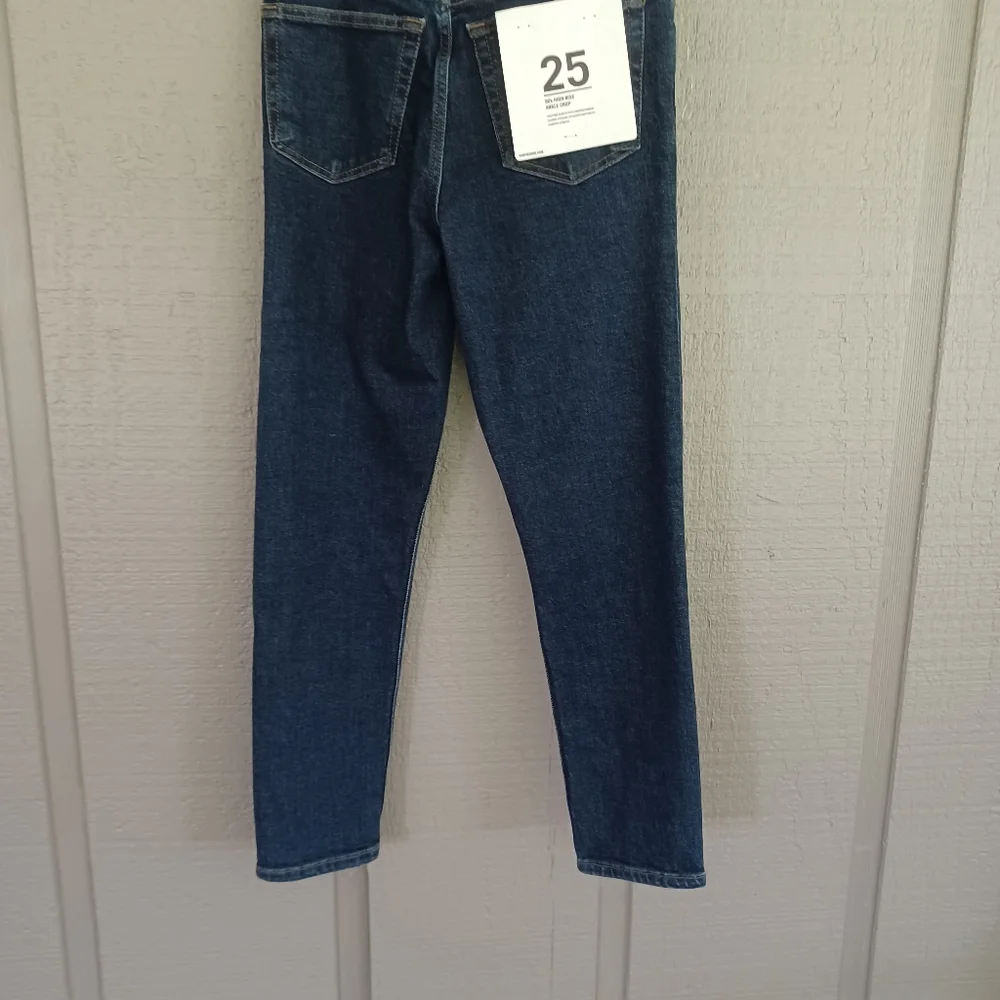 RE/DONE 90's High Rise Ankle Crop Jean Size 25 Women Button Fly In Dark Rinse